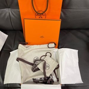 Hermes Belt Box with dust bags for buckle and belt.